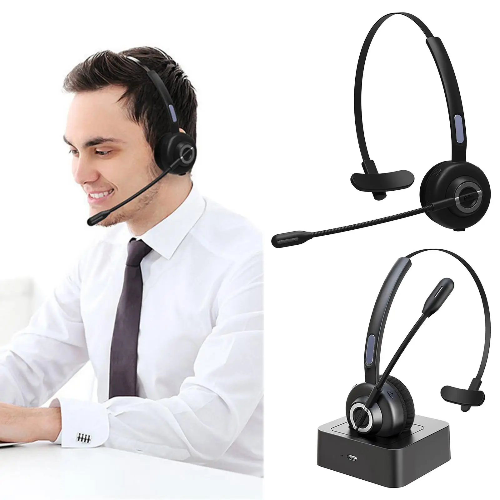  Headset with Microphone, Headset Noise Cancelling Mic, Hands- Headphones for PC Laptop Call Center