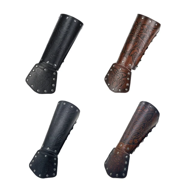 Faux Leather Armor Medieval Gauntlets Wristband Viking Arm Guards
