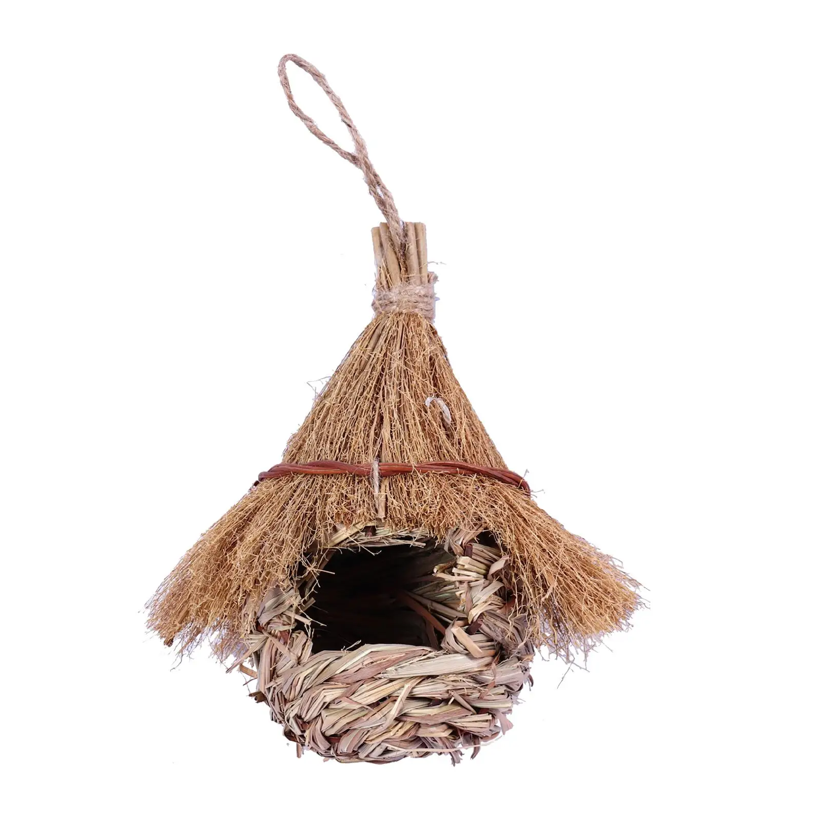 Wren Finch Bird House Grass Birds Hut Hand Woven Bird House Bird House for Indoor Garden Outside Lawn Decor