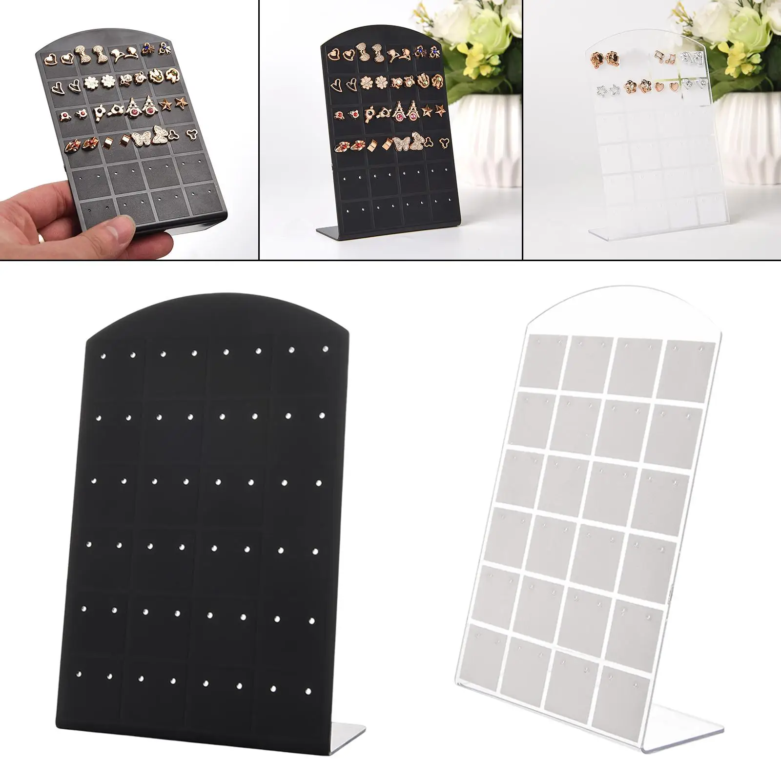 48 Holes Earring Holder Stand L Shape Portable Stud Earrings Display Stand Earring Organizer Ear Stud Storage for Personal