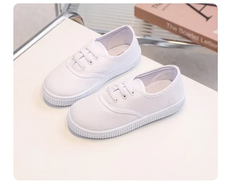 Weiße Leinwand Schuhe für Jungen Jungen Mädchen Freizeit schuhe Kinder niedliche weiche Sohle Wanderschuhe Kleinkind Kinderschuhe – Detail 11