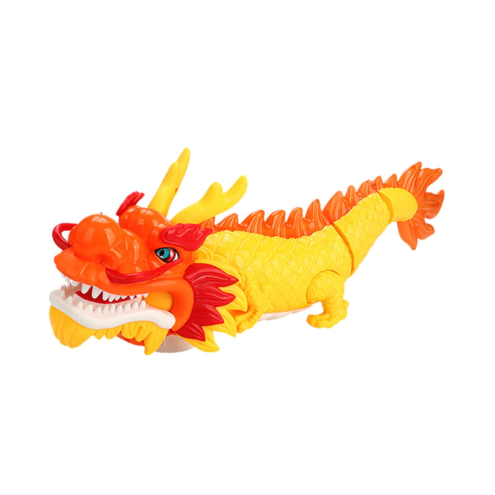 Funny Electric Chinese Dragon Toys New Year Gift with Music and Light Dragons Dance Toys for Age 1~3 Children Boys Girls