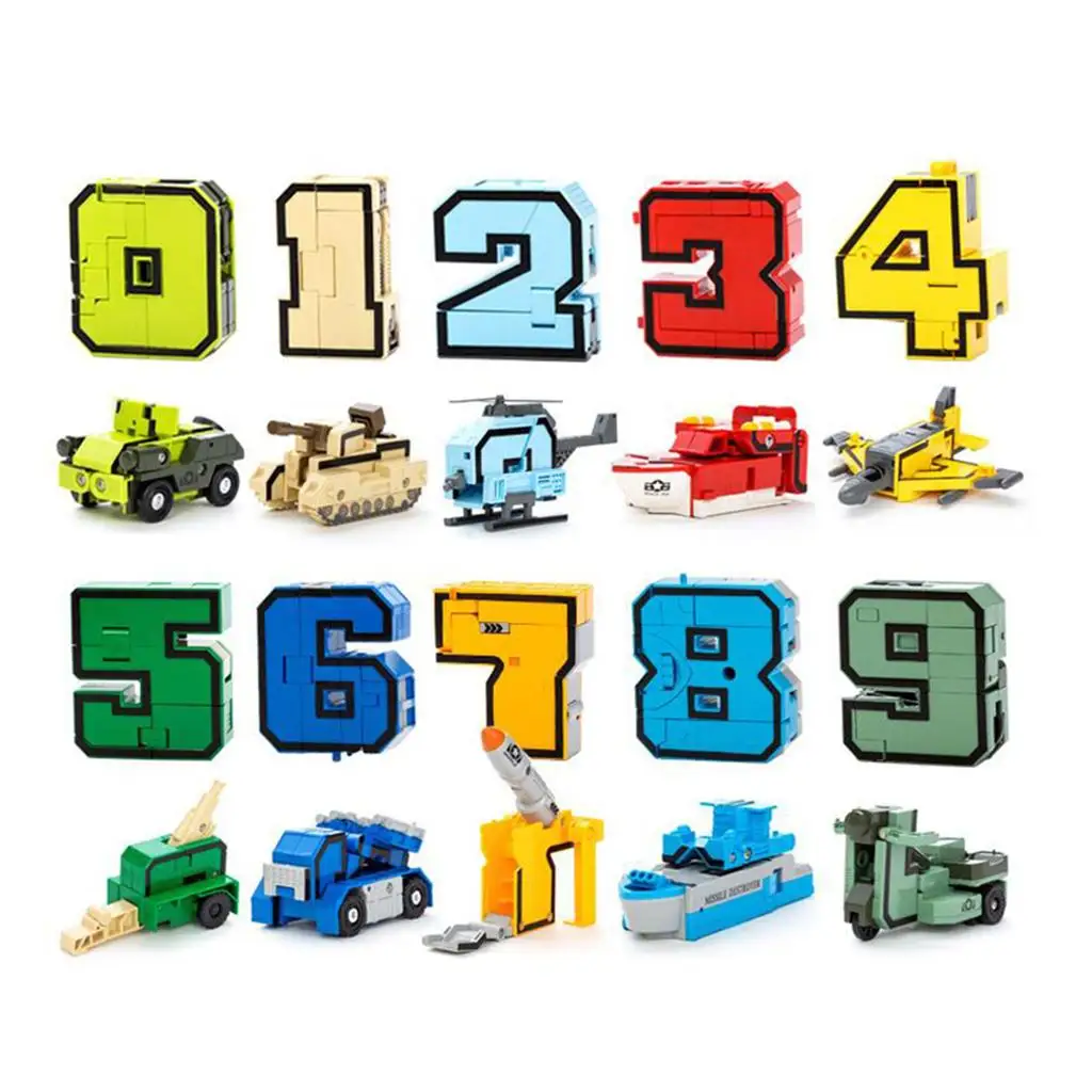 10pcs Numbers Armor Transforming Robot Spielzeug Kids Party Bag Fillers   0 9 