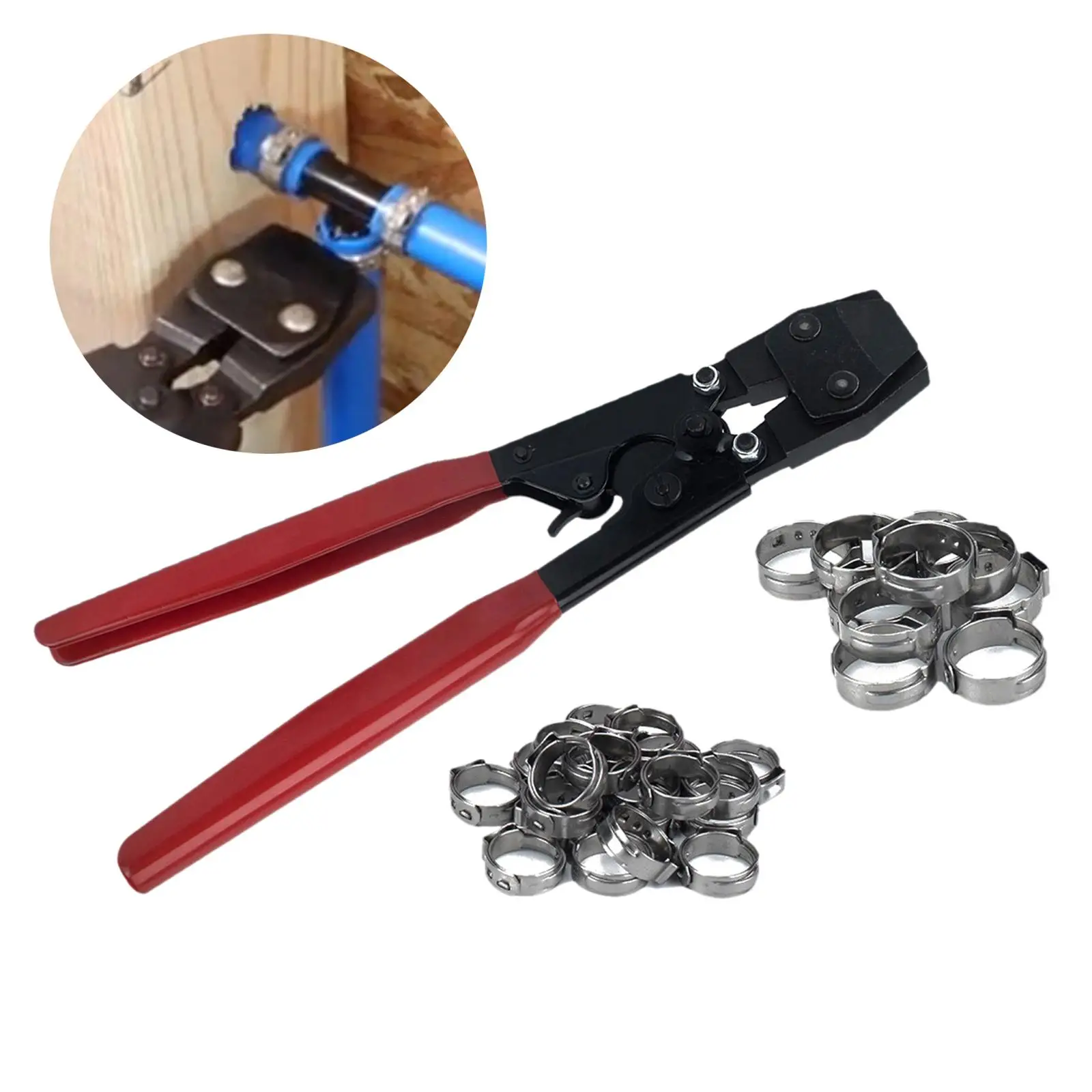 Universal Pex Clamp  Tool with Rubber Handle Fittings Pex Crimping Clamp