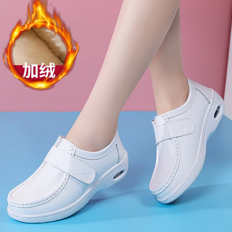 Women's Shoes Simple and Fashionable Small White Shoes Autumn and Winter New Style Nurse's Single Shoes Thick Soled Shoes Women