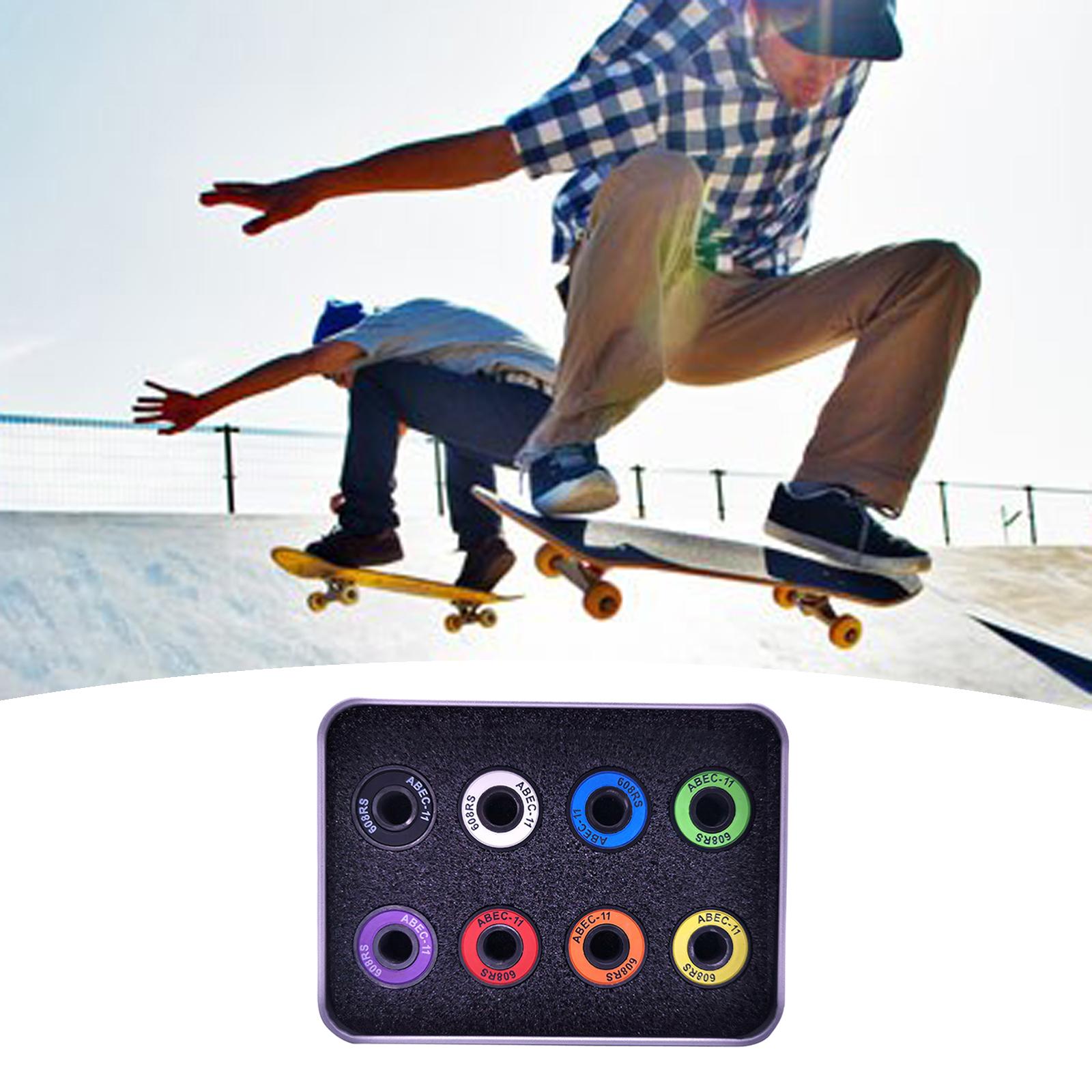 8x Skateboard Bearings Abec-11 W/ Iron Storage Box Steel Replacement for Inline Skates Wheel, Longboard Roller Skates Quad Skate