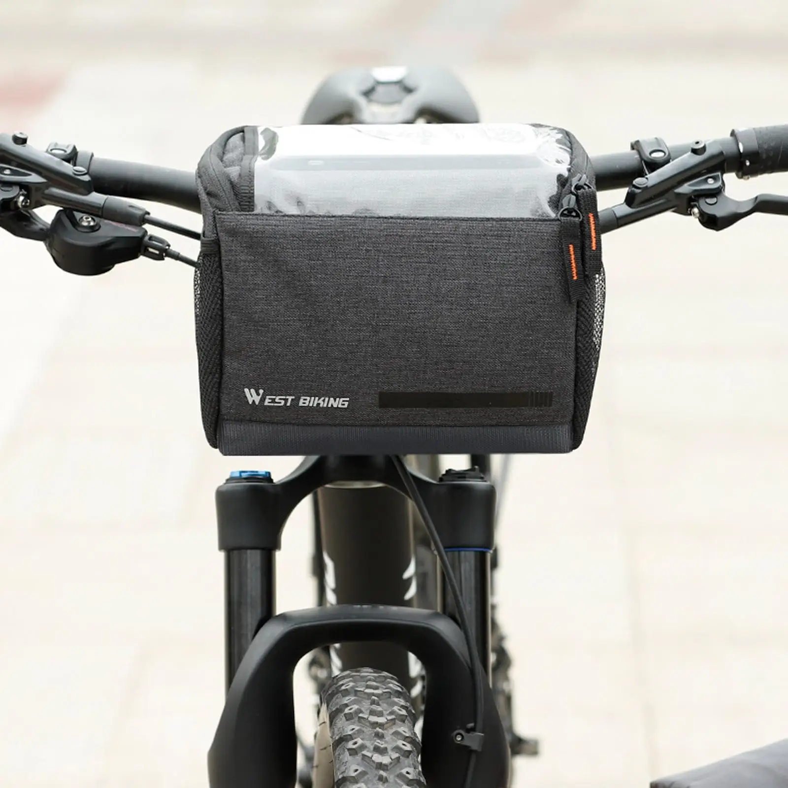 Bike Handlebar Bag,  Basket  with Touch Screen Phone Holder, Cycling Storage Pouch for Mountain Road  Bikes