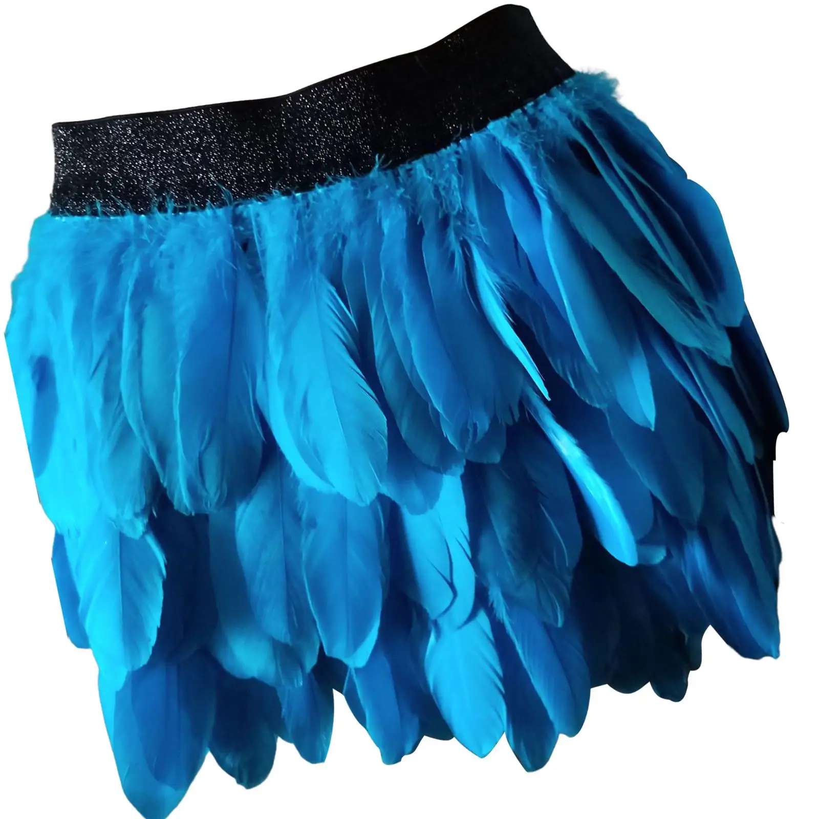 Mini Feathers Skirt Women Short Skirt Adjustable Waist Elastic Fringe Fashion Casual Dance for Festival Wedding