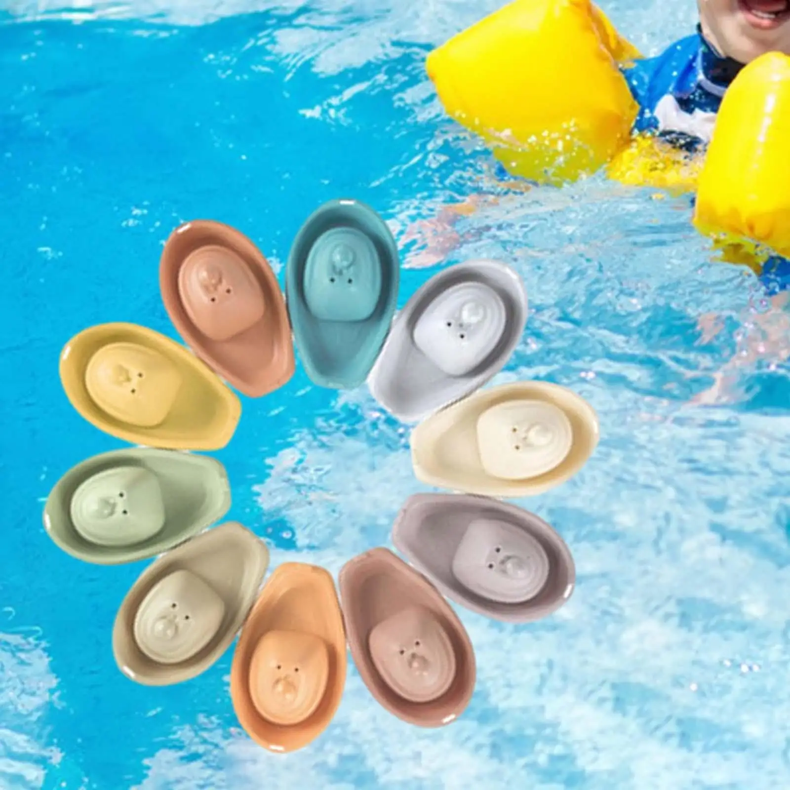 10x Bath Toys Floating Boats Floating & Stacking Toy Montessori Bath Tub Time Bathtub Toy for Birthday Gift Babies Preschool