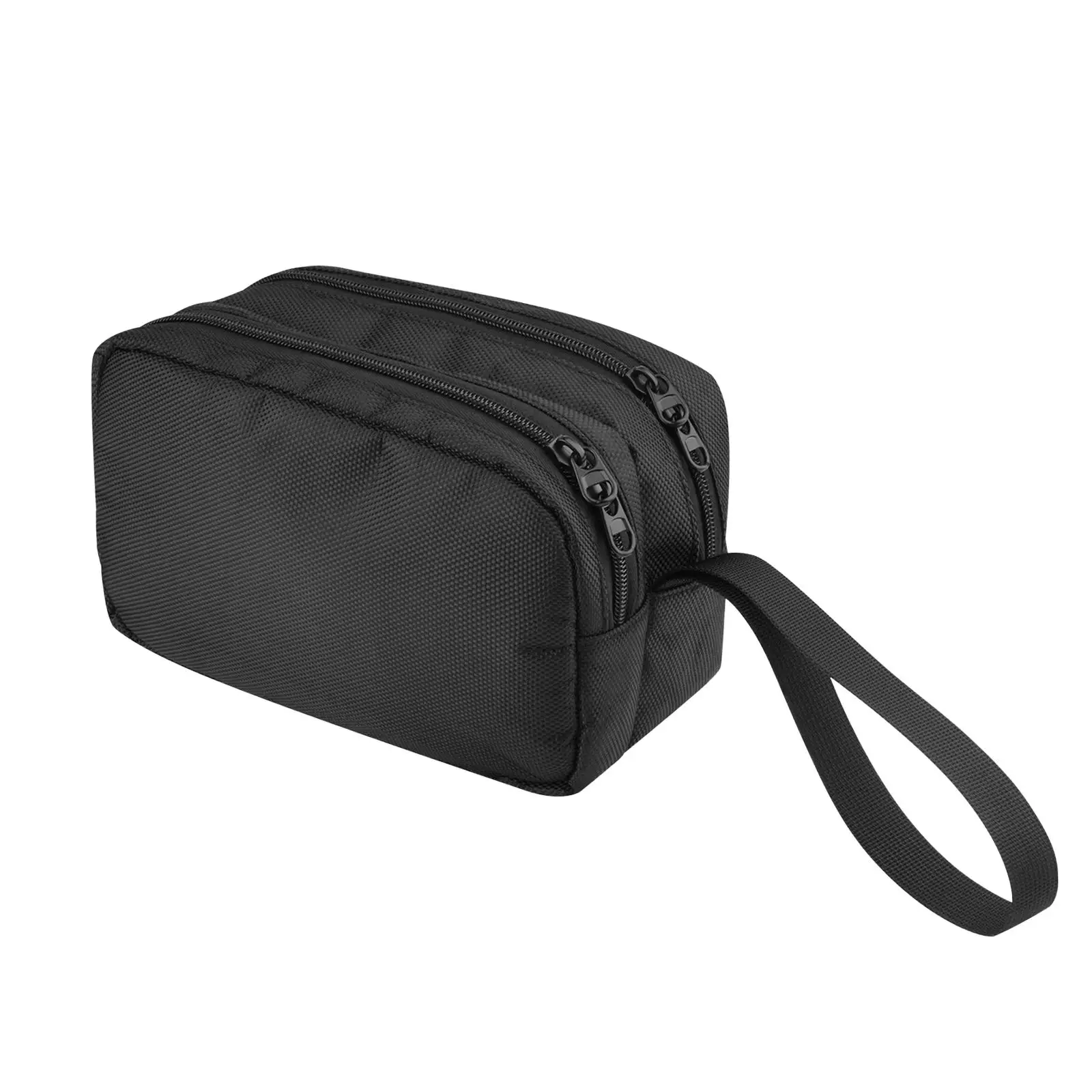 Black Carrying Case Multiple Pockets Design Waterproof Two Dual Zippers Design Multifunction Bag for Cords Electronic Product