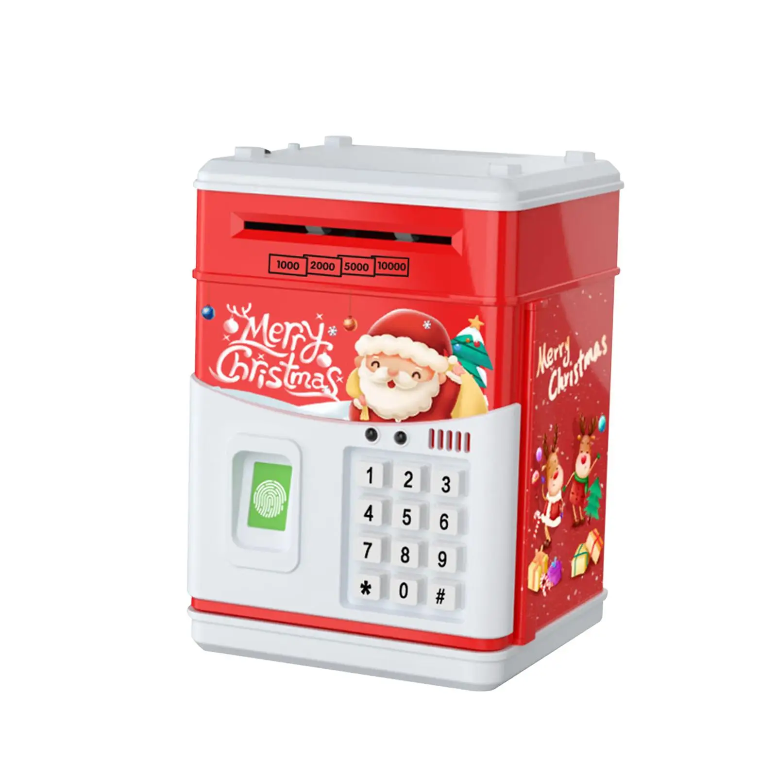 Christmas Piggy Bank Early Development with Password & Fingerprint Banks Auto Scroll ATM Machine for Kids Boys Girls