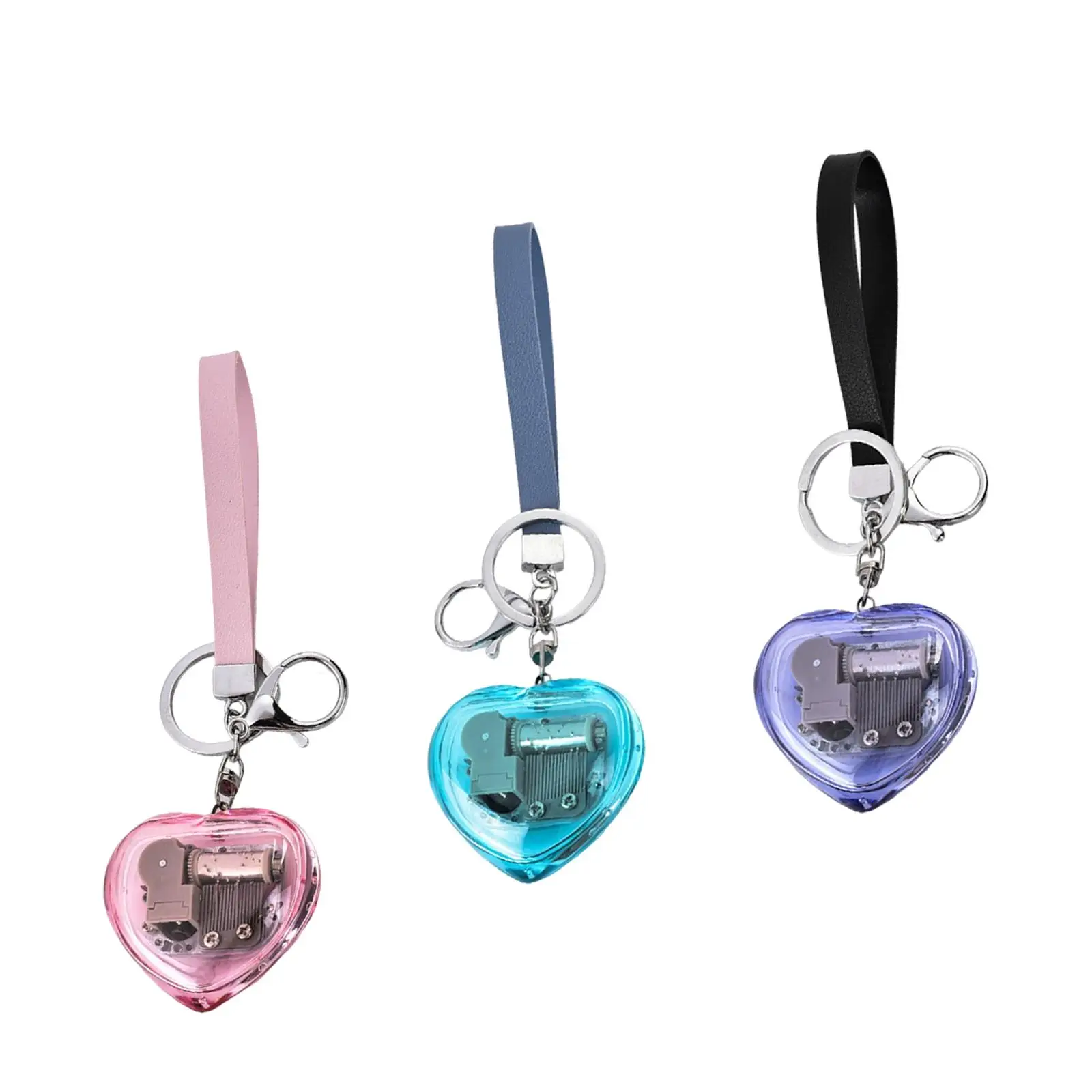 Heart Shaped Key Chain with Music Box Hanging Pendant Decor Ornaments for Car Purse Bedroom Living Room Music Teachers Gifts