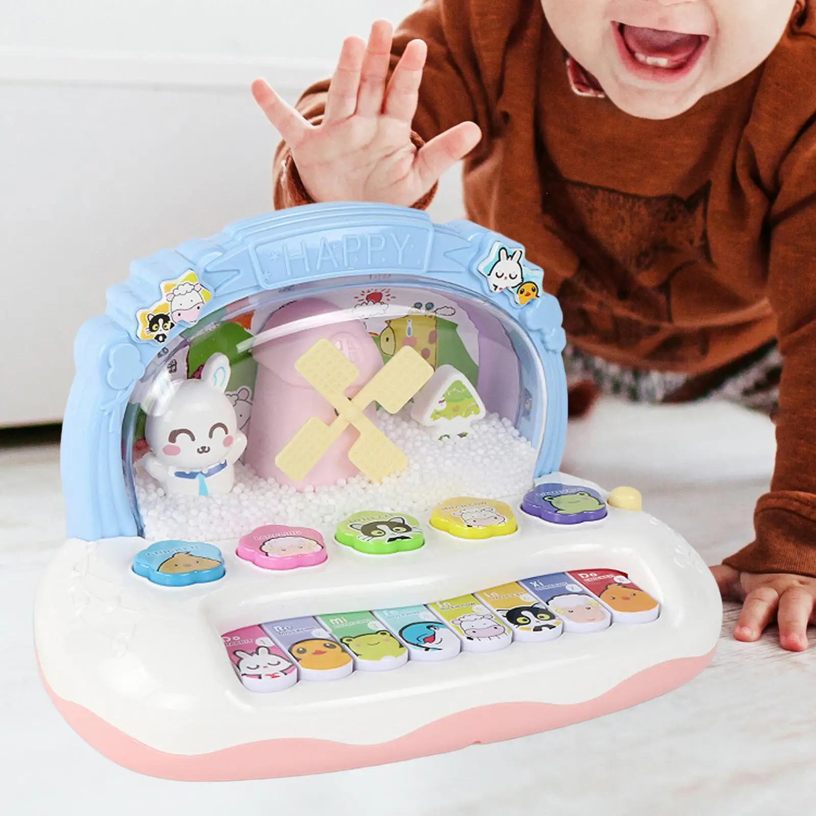 Musical Piano Toy Early Learning 8 Keys Entertainment Portable Piano Plays Music for Kids Baby Ages 2+ Birthday Gift Boys Girls