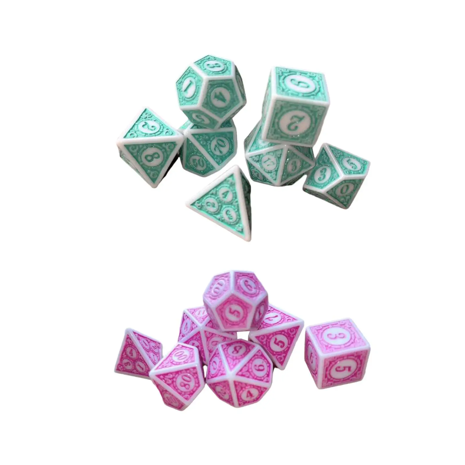 7x Multi Sided Game Dices Acrylic D20 D12 D10 D8 D6 D4 Party Favors Dice Set for Party KTV Card Game Card Games Board Game