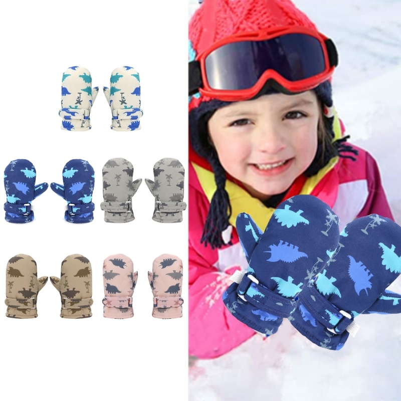 Rutschfeste und winddichte Kinder-Skihandschuhe, Cartoon-Dinosaurier-Fäustlinge, schnell trocknende Winter-Outdoor-Handschuhe – Detail 11