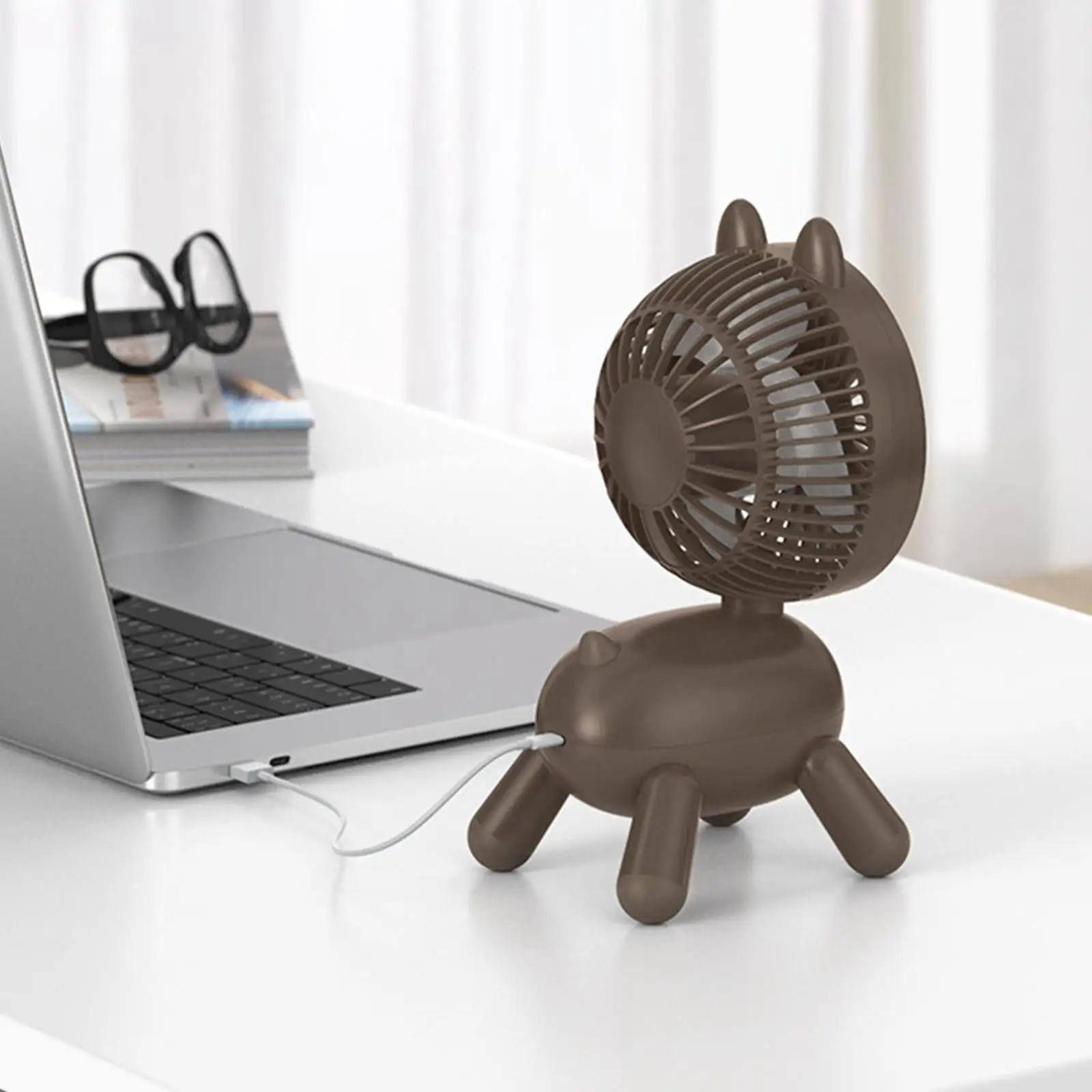 4 Speeds Desktop Rechargeable Head Rotation USB Fan for Office
