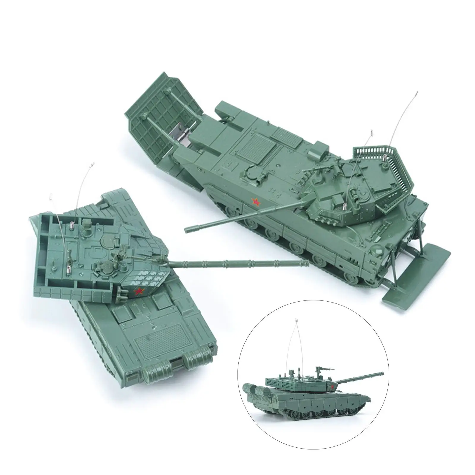 2Pcs 1:72 Vehicles Model Set , Tank Model ,Armored Patrol Car ,Building collection Action Model for Game