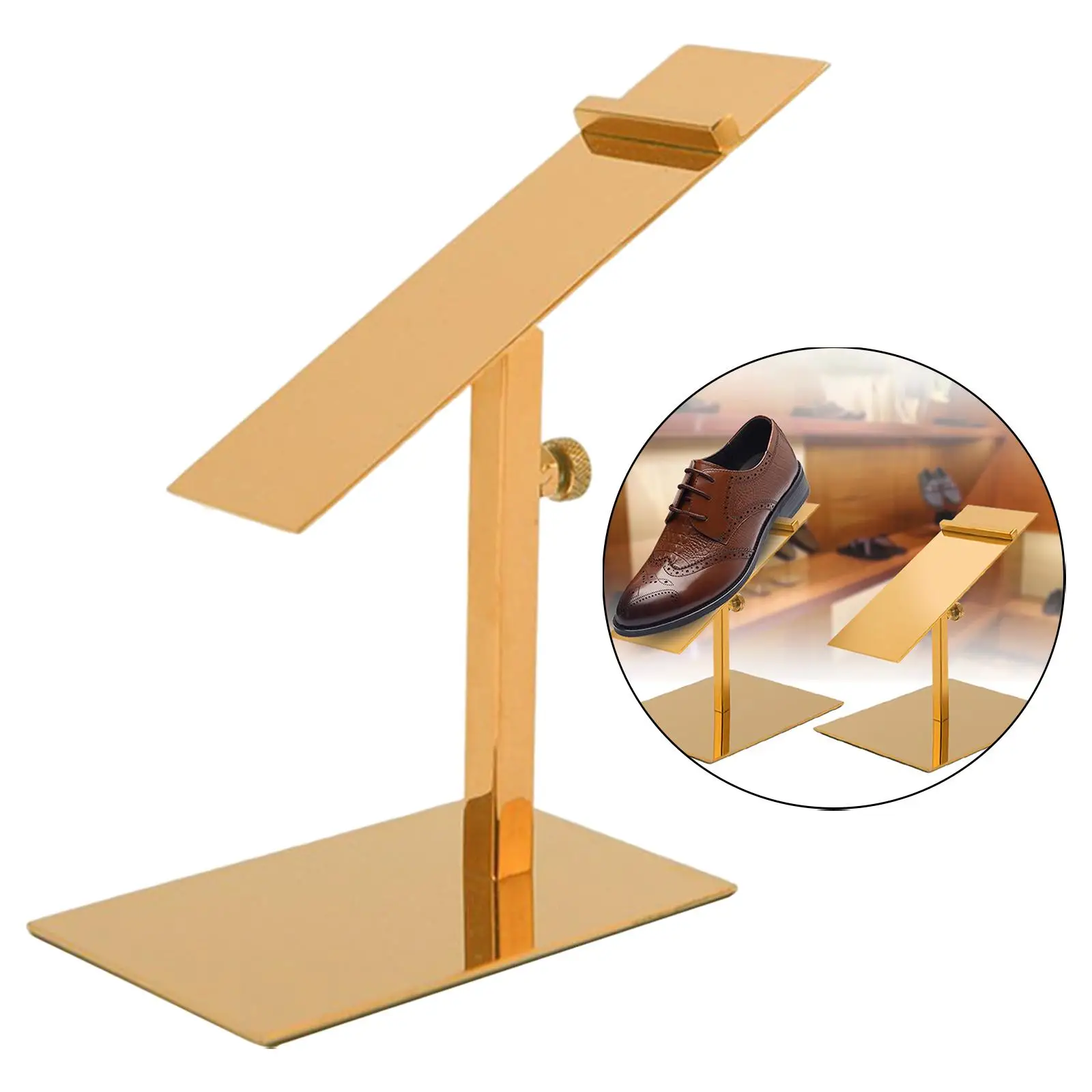 Shoe Display Rack Adjustable Height for Store Men Leather Shoe Storage