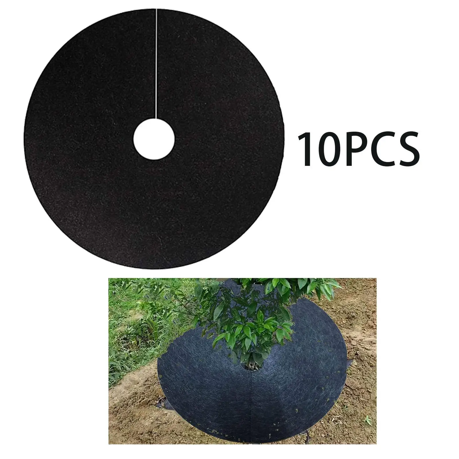 10 Pieces 20.5inch Tree Rings Weed Barrier Non Woven Fabric, Easy to Use Landscaping