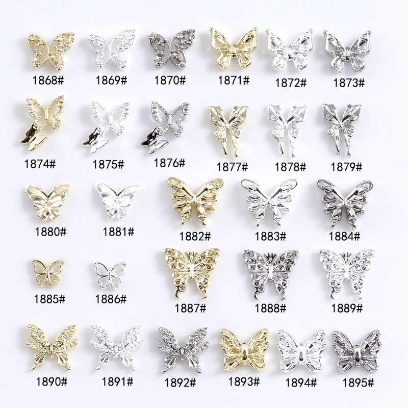 Best of 20Pcs Nail Art Butterfly Metal 3D Decals Alloy Gold / Silver / White Butterfly Shaped Charms Jewelry Multi-Designs Nail DIY Supplies Reviews & Tips