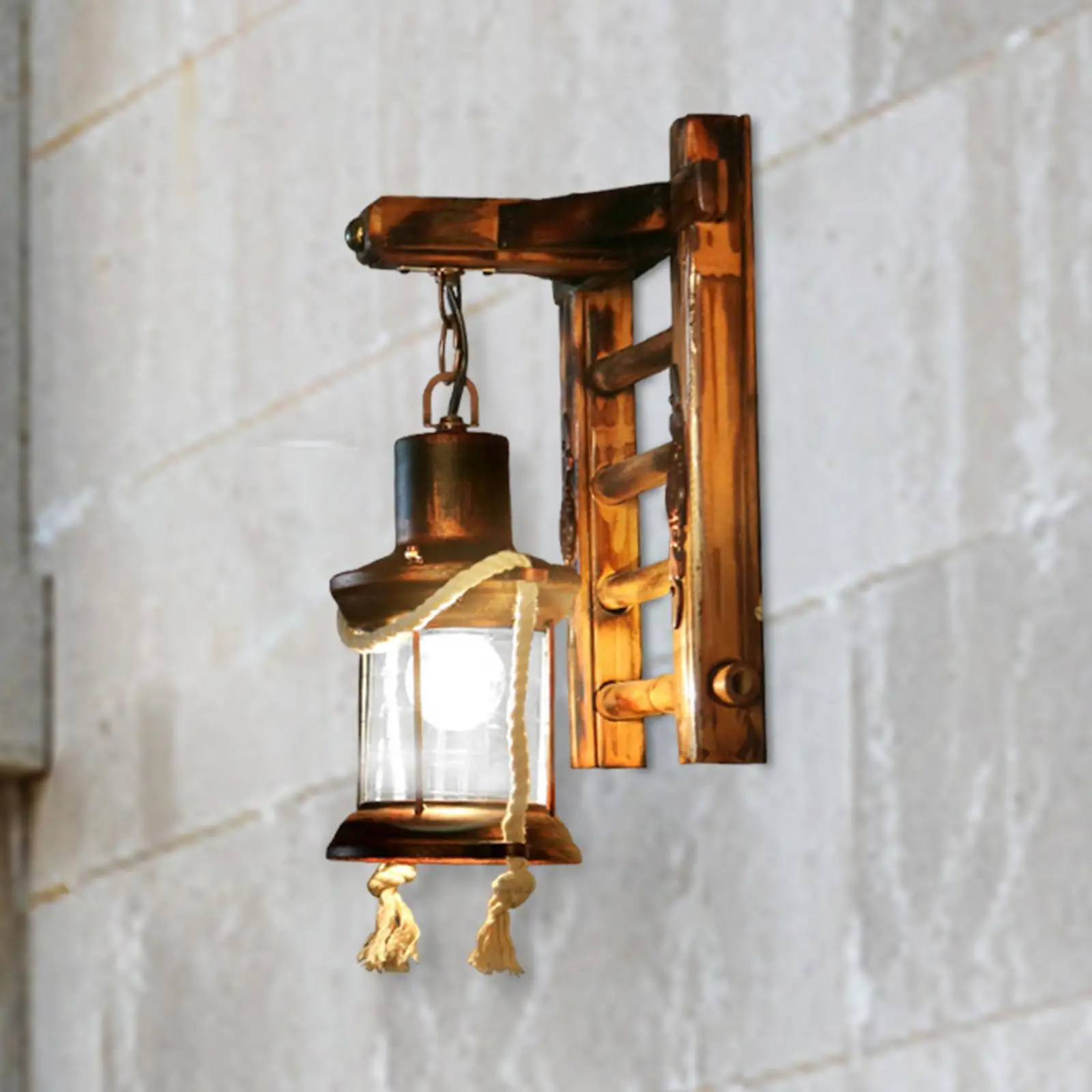 Rustic Wall Sconce Lamp Lighting E27 Vintage Style Lantern Decorative Wall Light for Home Living Room Bathroom Decoration