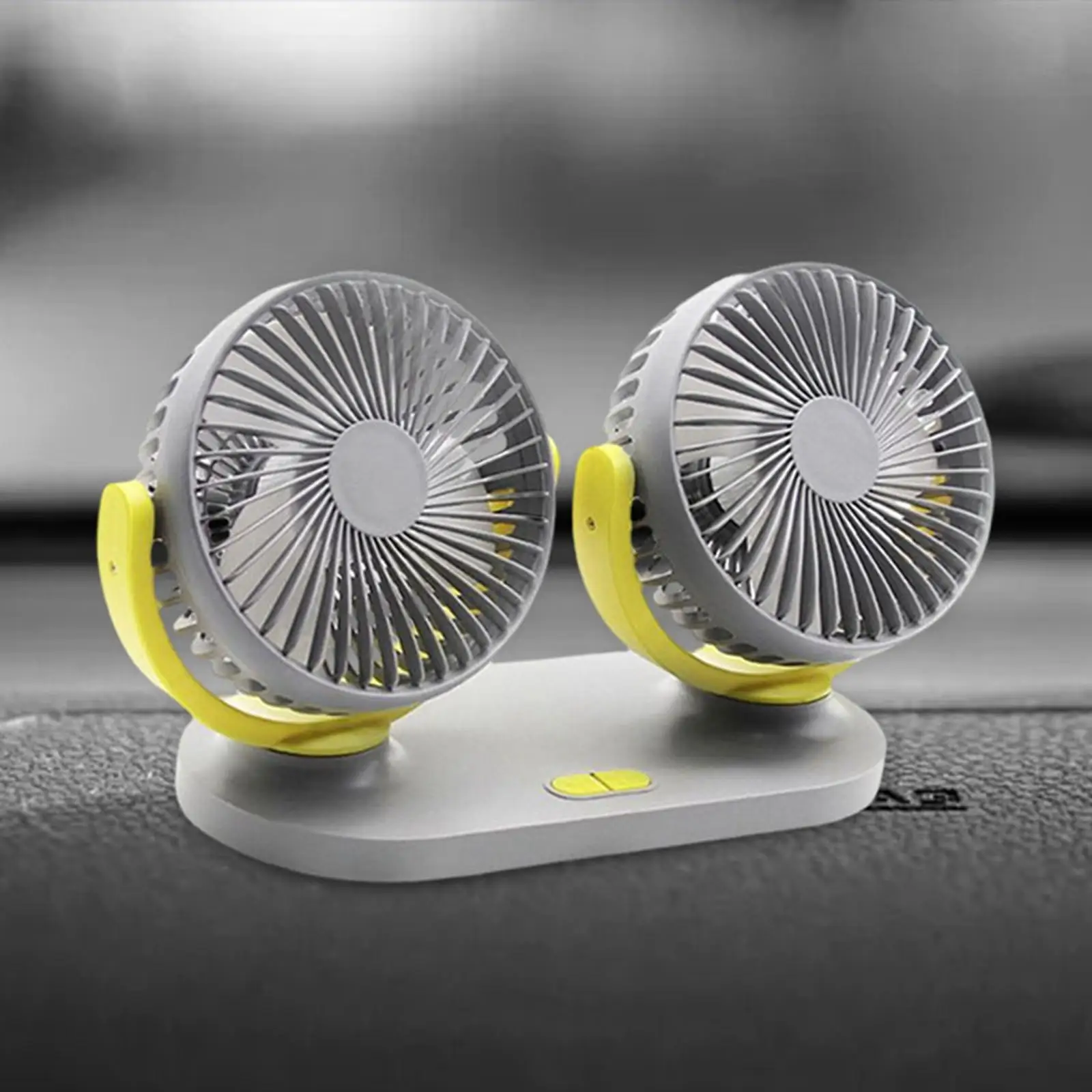 Mini Electric Car Fan Dual Head Dual Head 3 Speed Adjustable USB Powered Auto Cooler Low Noise Fit for Vehicle Office Truck RV