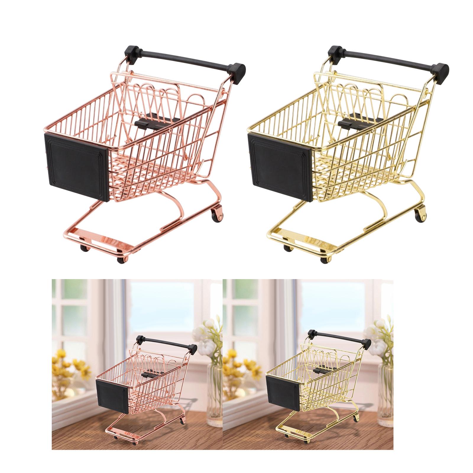 Mini Shopping Cart Learning Development Party Favors Photo Props Pretend Play Mini Supermarket Handcart for Kids Girl Boy Toys