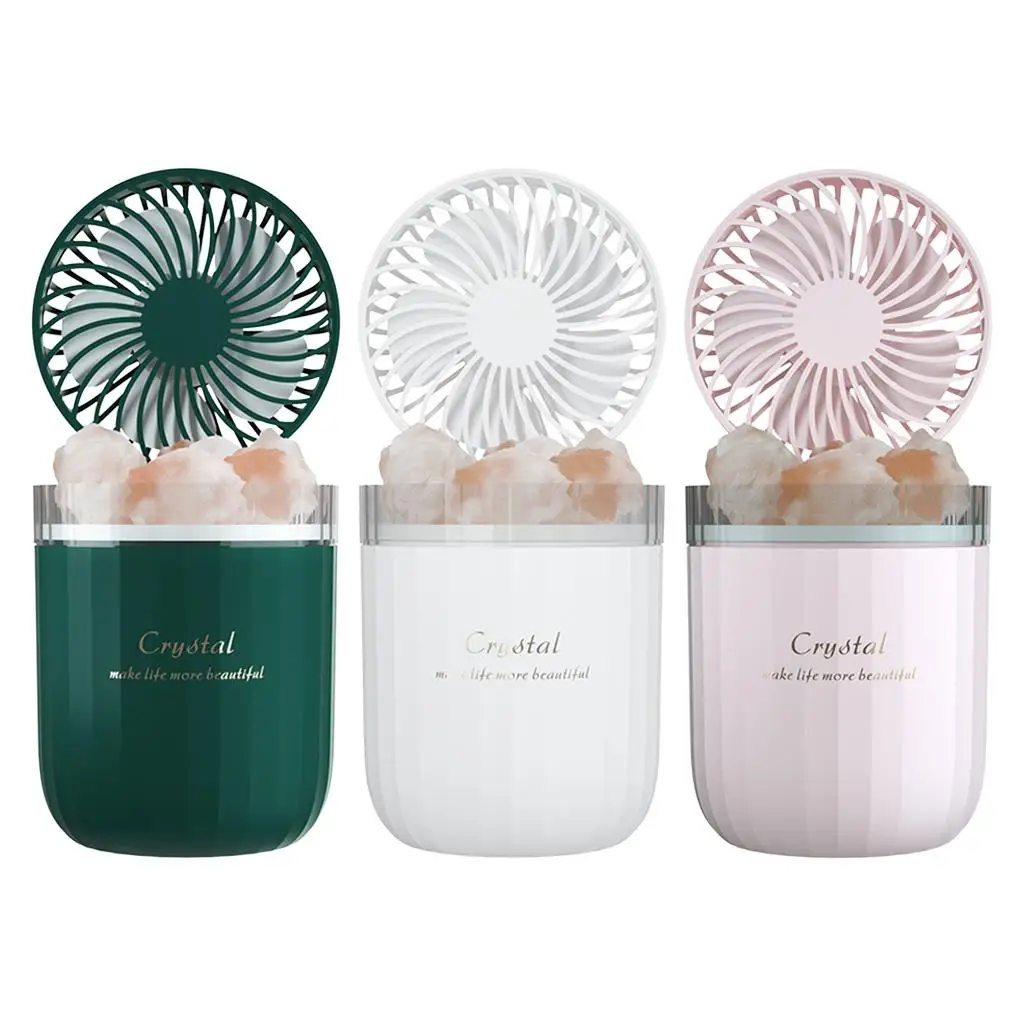 Mini Humidifier with Fan - USB  Salt Lamp Essential  for Bedroom, Office Desk, Travel, - 380ML LED Light Humidification 