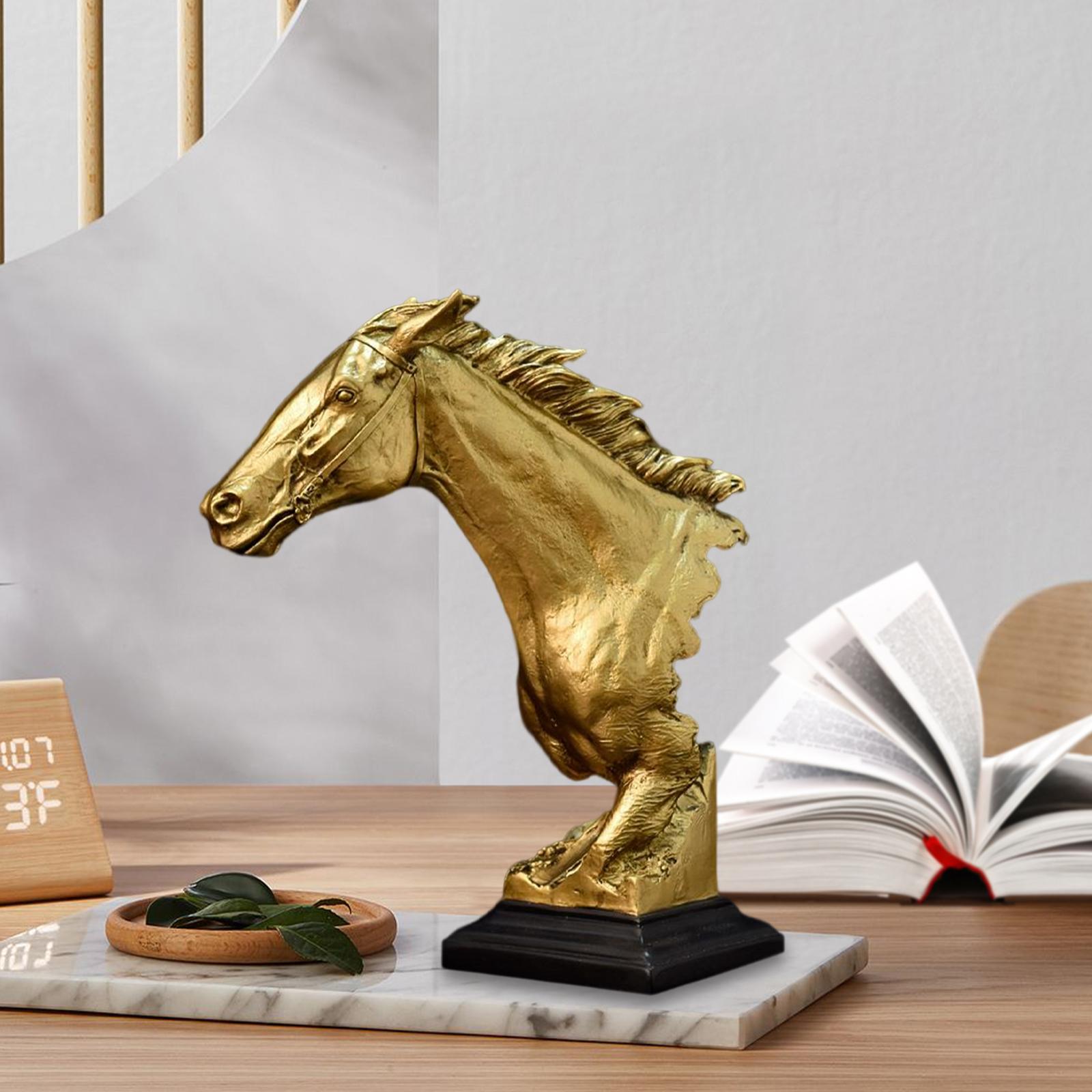 Horse Head Statue Animal Figurines for Dining Room Bookcases Tabletop Bedside Table