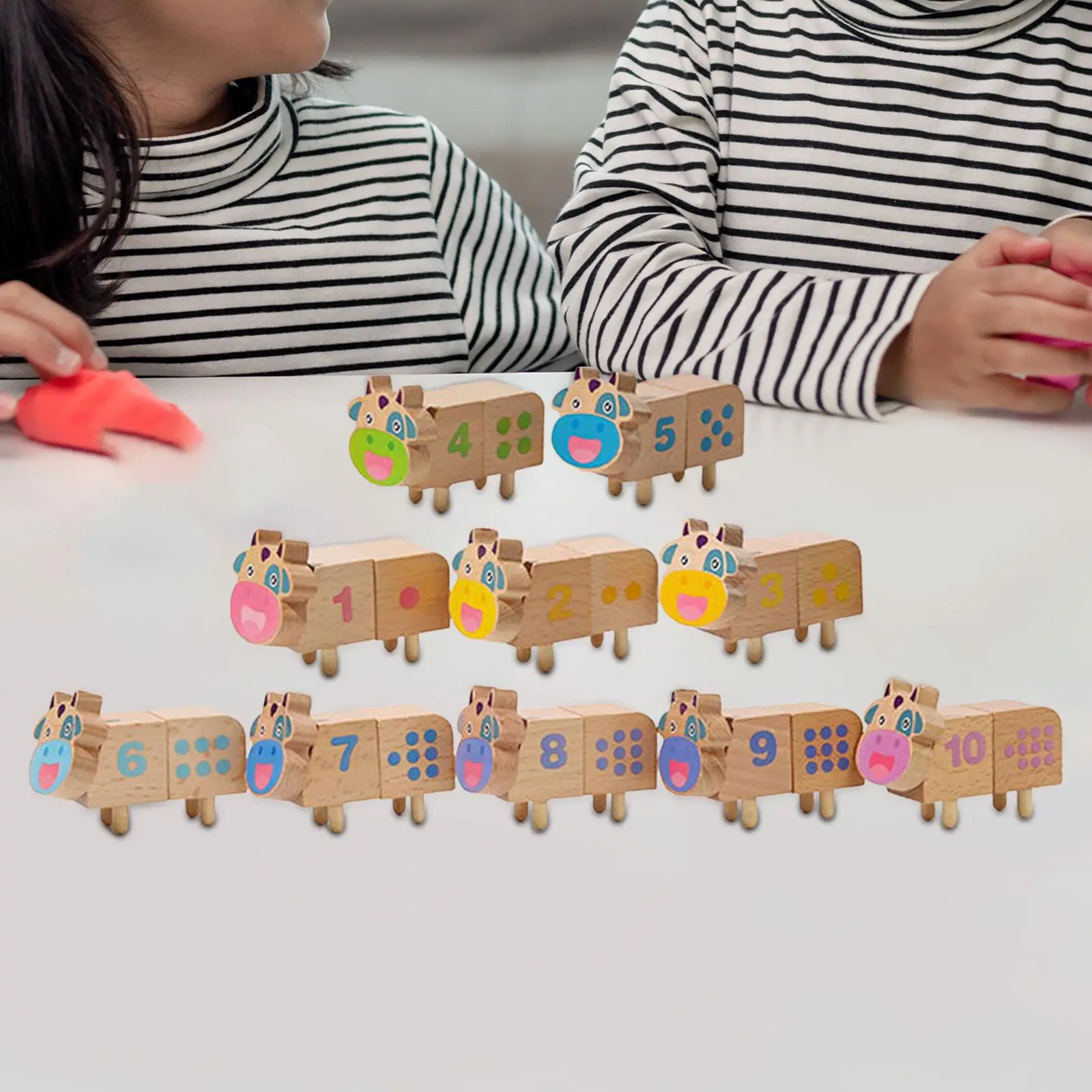 10x Wooden Building Blocks Fine Motor Skill Preschool Learning Montessori Educational Toys for Girls Boys Kids Holiday Gifts