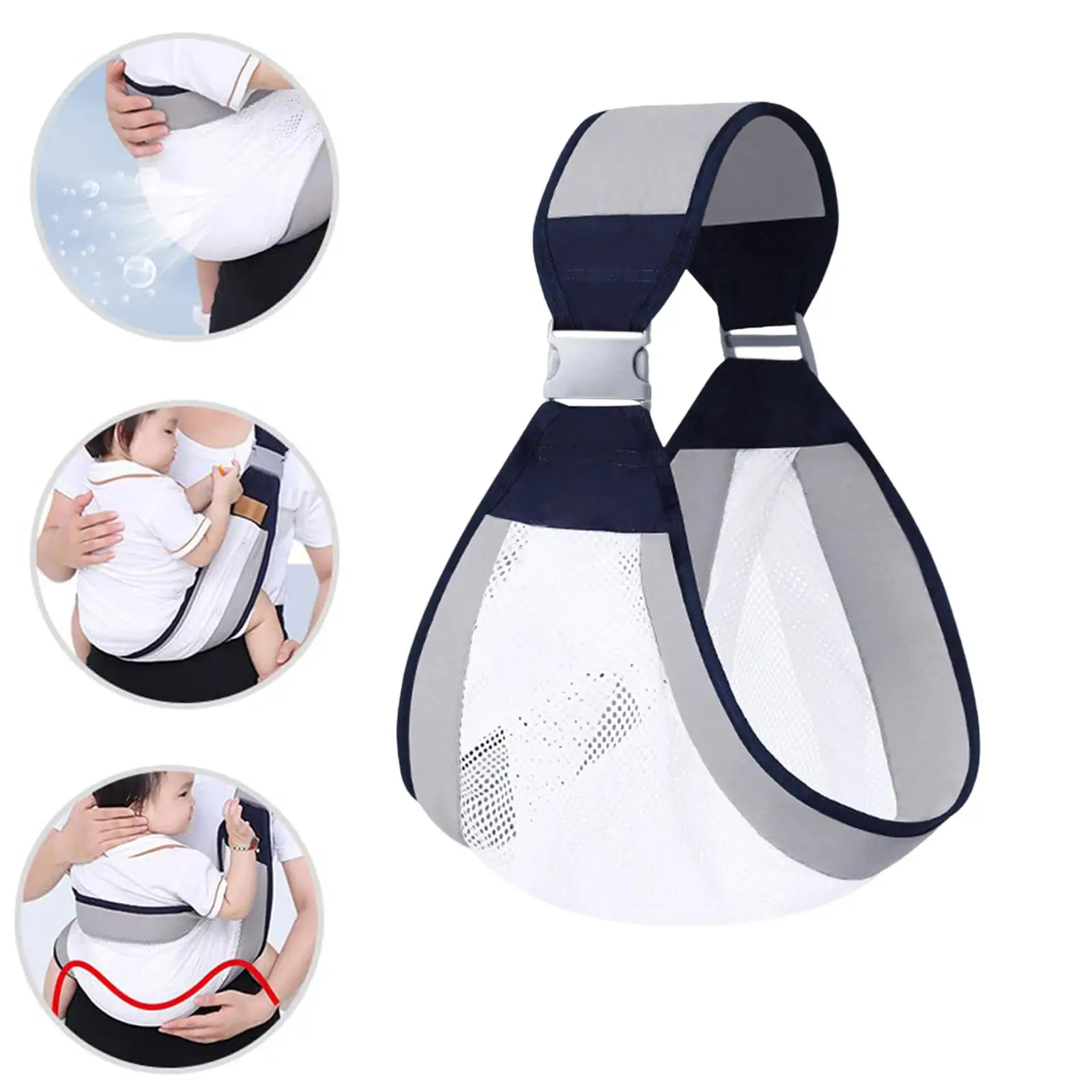 Baby Carrier Sling, Baby Holder Straps, Infant Nursing Cover Carrier with Clip, Infant Sling up to 20kg 4-36 Months Baby