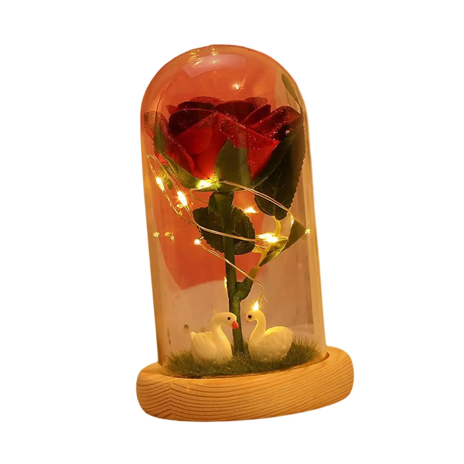 Unique Light up Rose Floral Crafts Simulated Flowers Light W/ Base Ornaments for Valentines Day Wedding Anniversary Women Girls