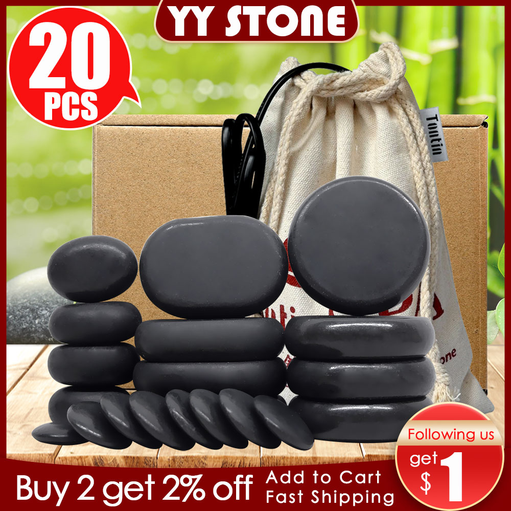 Best of Tontin 20pcs / set Hot Stone Massage Set Heater Box Relieve Stress Back Pain Health Care Lava Basalt Round Massage Tool Stones Reviews & Tips