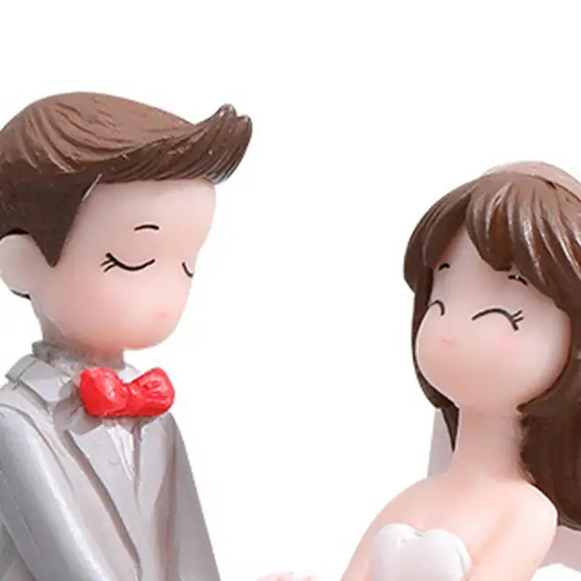 2 Stück Mini Puppe romantische Braut Bräutigam Paar Figuren
