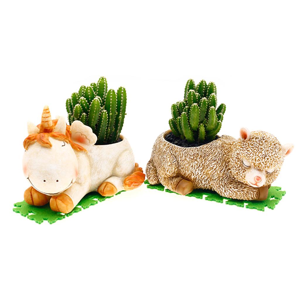 Unicorn Alpaca Animals Succulent Flower Pot Desktop Decoration Flower Pots Ornaments Creative Home Decor Office Desk Decoration