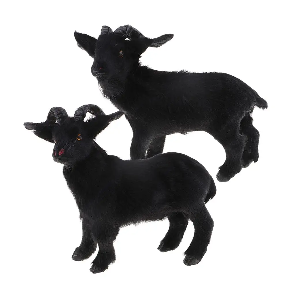 Collectible Animal Model Wild Goat Miniatures Children Plush Black Sheep Toy