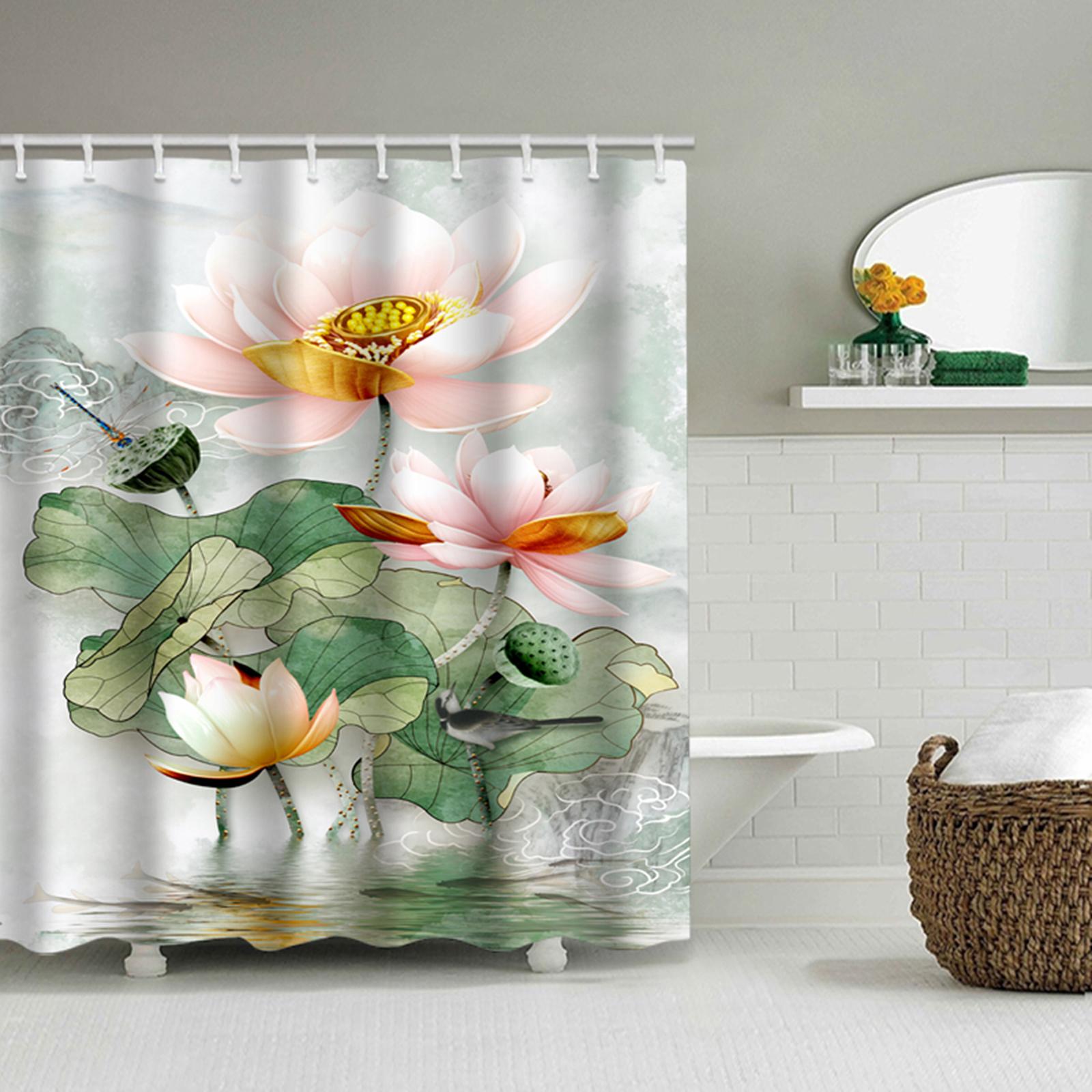 Polyester Fabric Bathroom Shower Curtain Digitally Printed Shower Curtain for Doormat Farmhouse