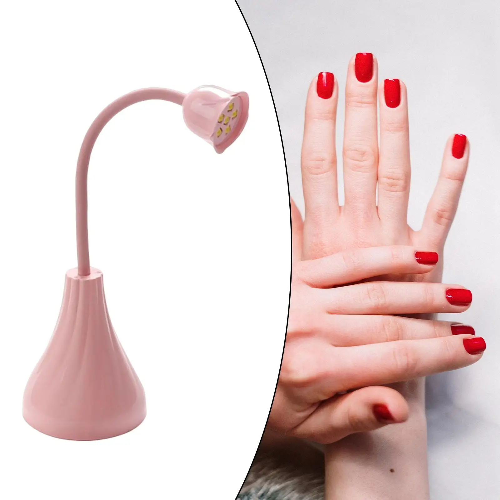 Portable Nail Lamp Lightweight Dryer Curing Gel Heating Light Nail Patch Toaster Lamp 360 Rotation 6 LEDs for Gel Nails Home