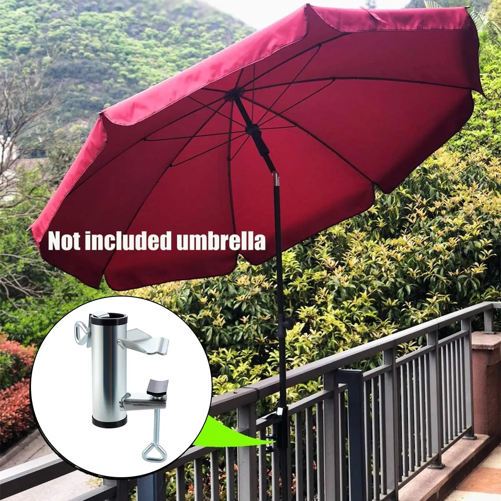 Adjustable Patio Umbrella Holder Sun Shade Support Patio Umbrella Clamp for Beach Fences Pool Deck Balcony Bleachers
