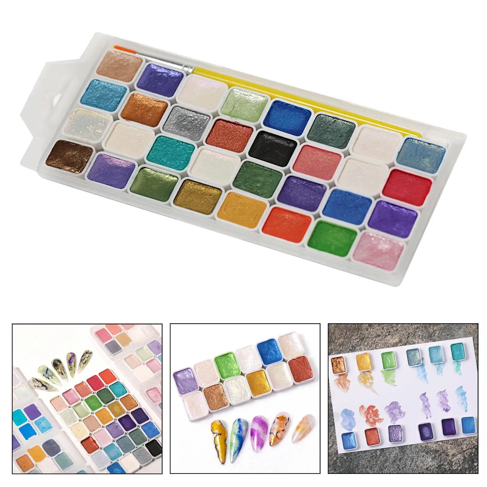32 Colors Solid Watercolor Painting Palette Gouache Paint Set for Travel Pocket Set