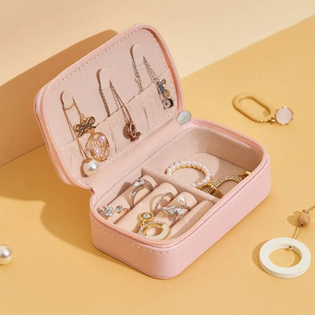 Jewelry Box Bag PU Leather Travel Storage Case Organizer for Rings Bracelet