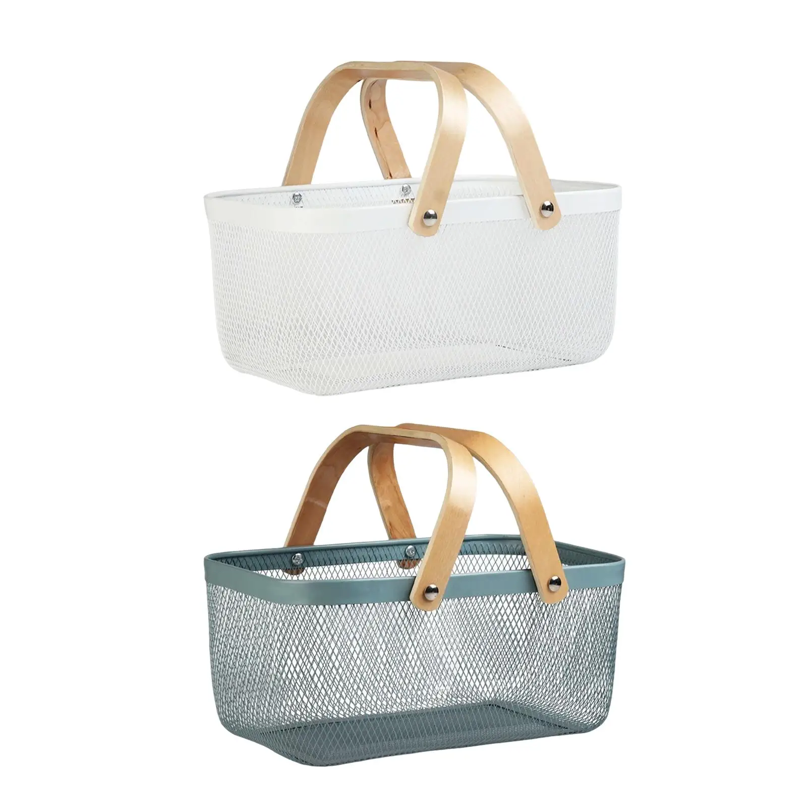 Handheld Picnic Storage Basket, Large Hollow  Basket Shopping Multifunctional Outdoor Food Container for  Guest Room Kitchen