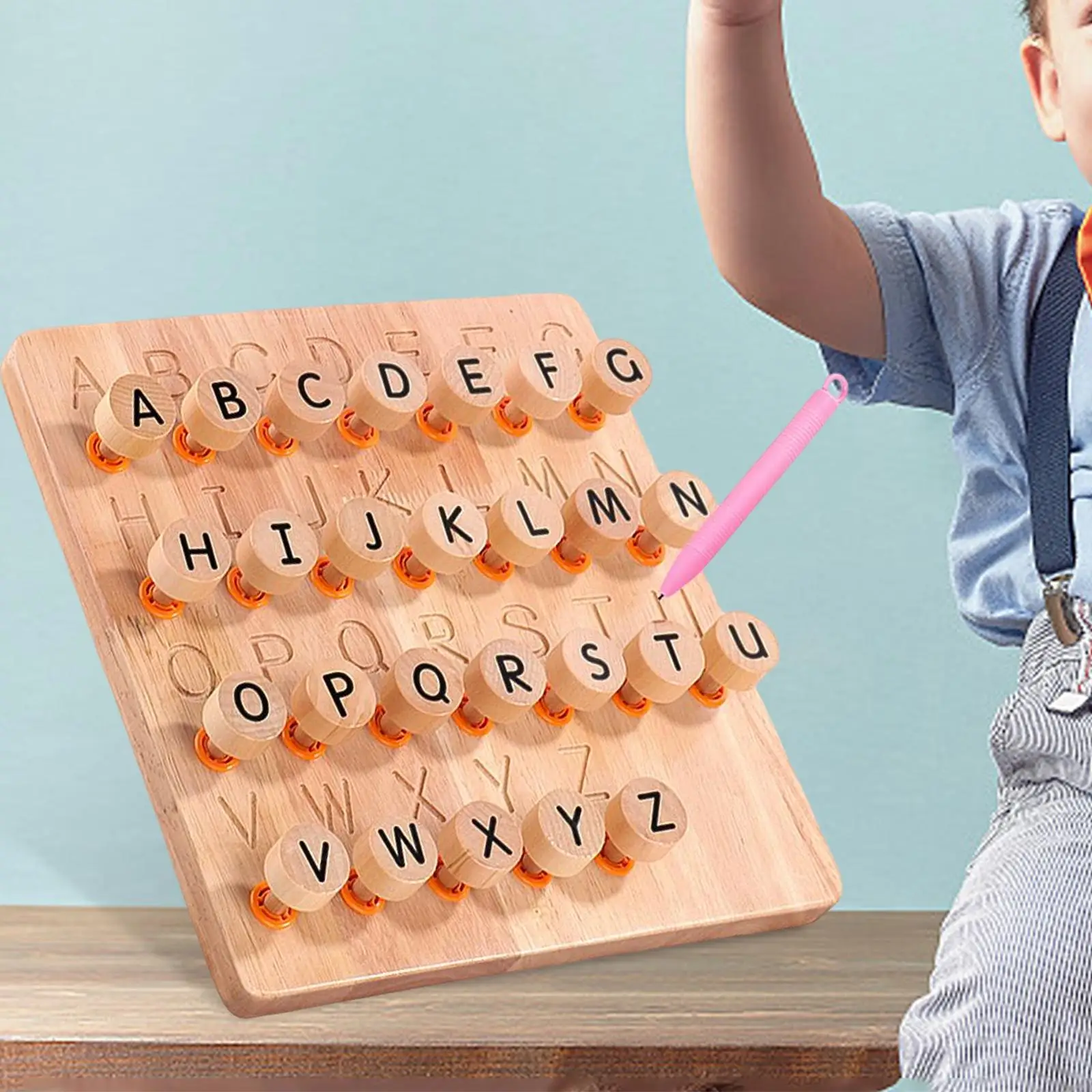 Wooden Alphabet Tracing Board Educational Writing Aids Board Game Letters Puzzles for gift Children Girls 3+ Years Kids