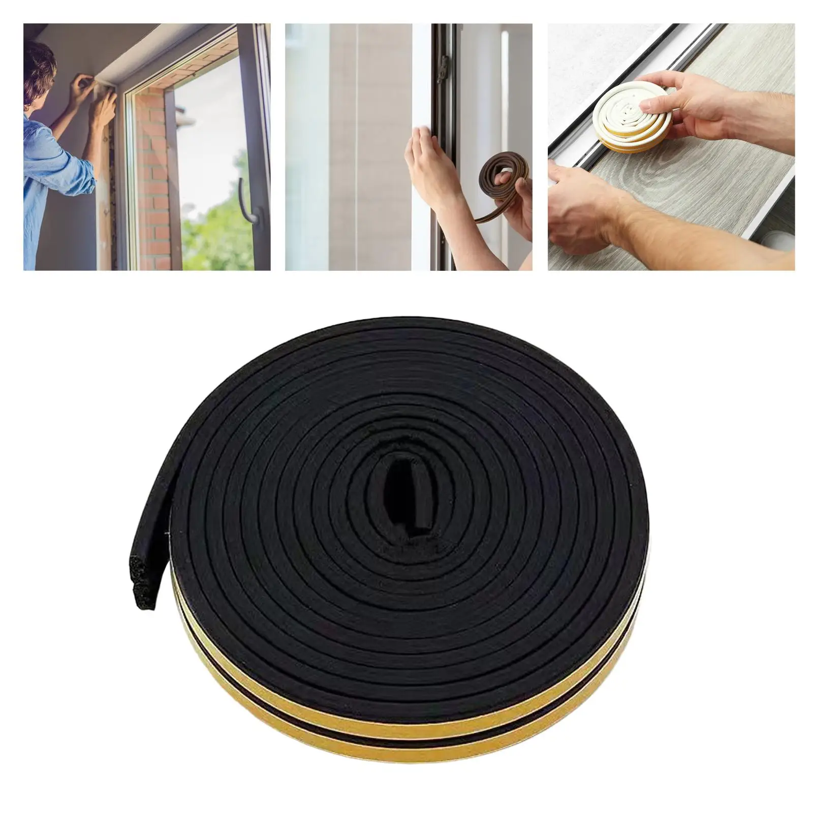 6M Self Adhesive Foam Rubber Door Weather Stripping Strip E Type Wear Resistant Accessory