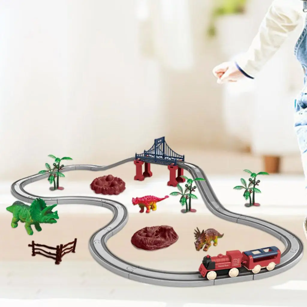 Train  Toys, Dinosaur Track Construction Playset, Flexible Track Toys for Kids Toys