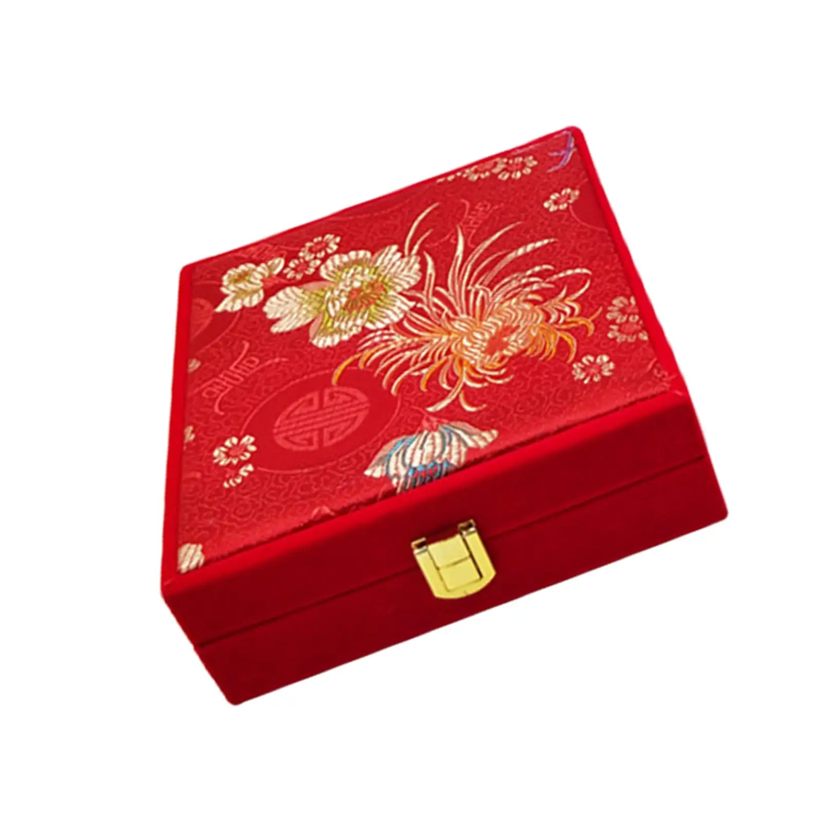 Multifunctional Jewelry Display Box Earrings Bracelet Rings Chinese Style Red Velvet Storage Case Gift Box Organizer for Wedding