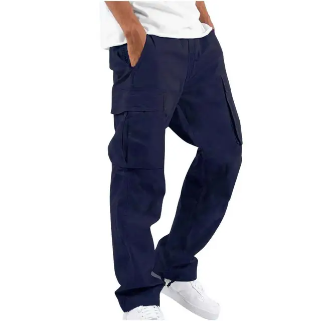 2022 Mens Casual Cargo Cotton Pants Men Pocket Loose Straight Pant Elastic  Work Trousers Brand Fit Joggers Male Super Large Size - Casual Pants -  AliExpress