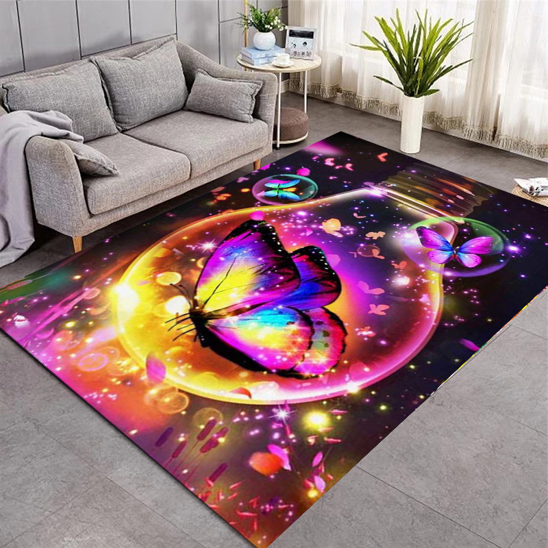 Butterfly Pattern 3d Printed Carpets For Living Room Bedroom Large