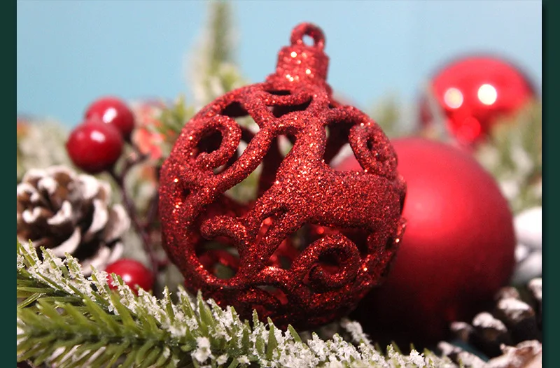 Christmas Ball 3-6cm Set of 100 Pvc Boxed Bright Matte Powder Ball Hollow Christmas Tree Decorations Color Ball