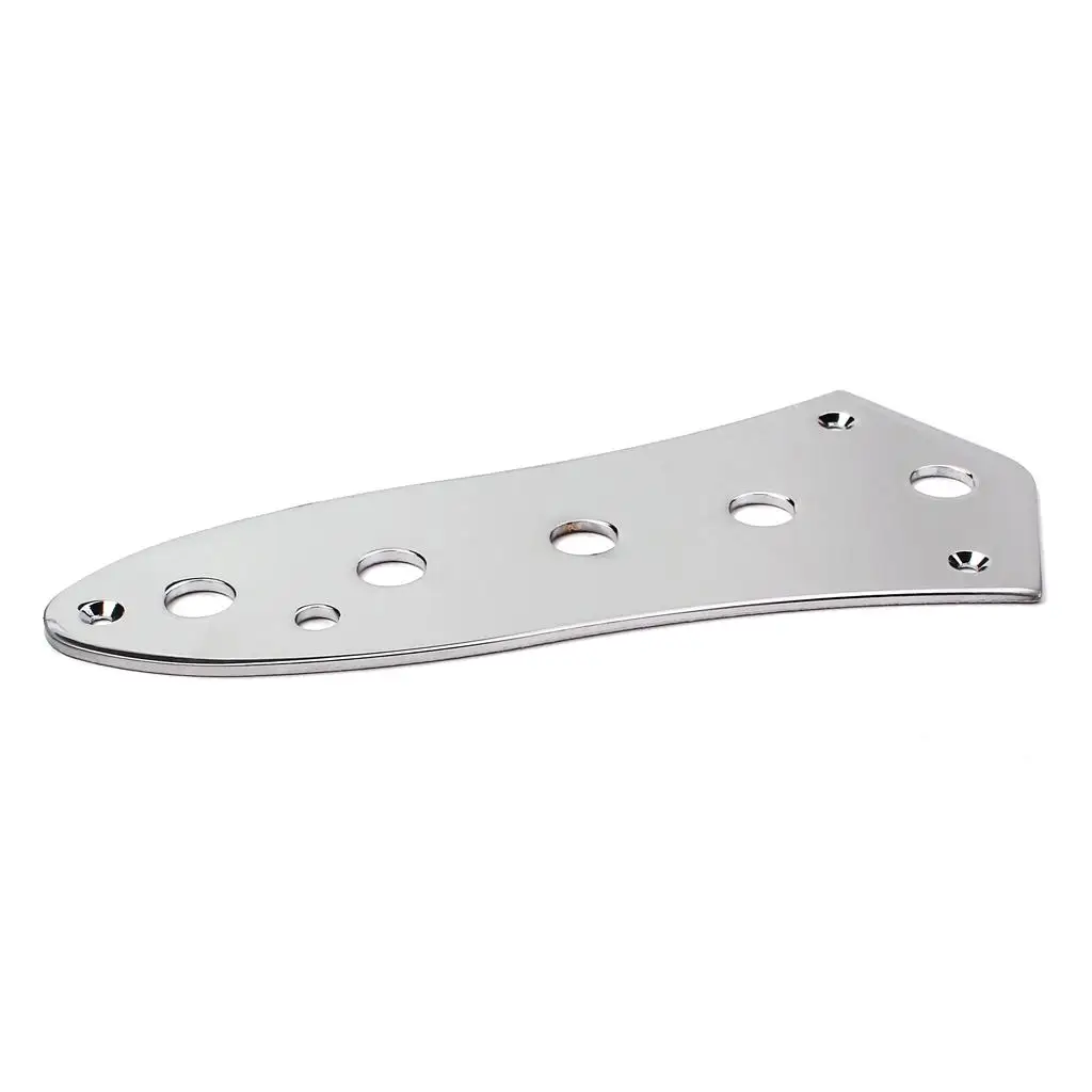 Shiny Steel 5 Holes Control Plate for Guitar Standard Size Chrome